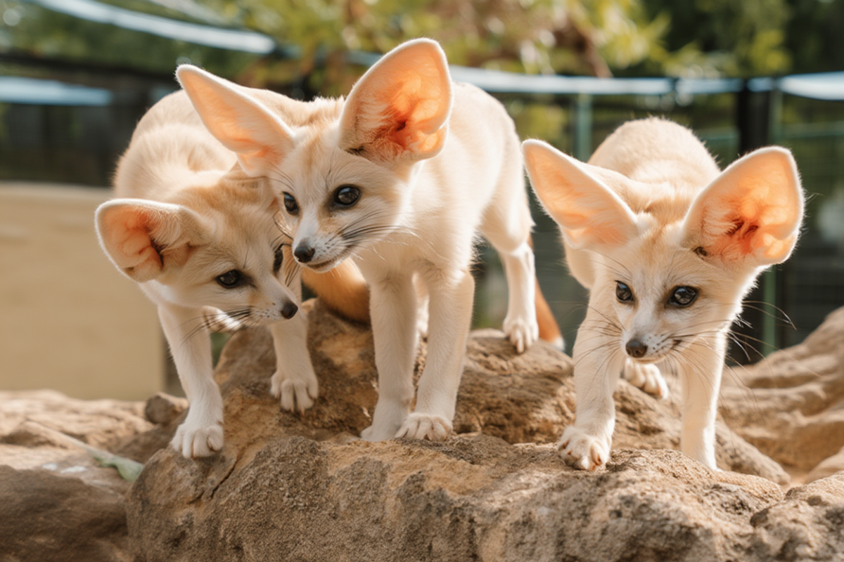 Zwei Fennek-Füchse mit großen Ohren – exotisches Haustier aus der Wüste